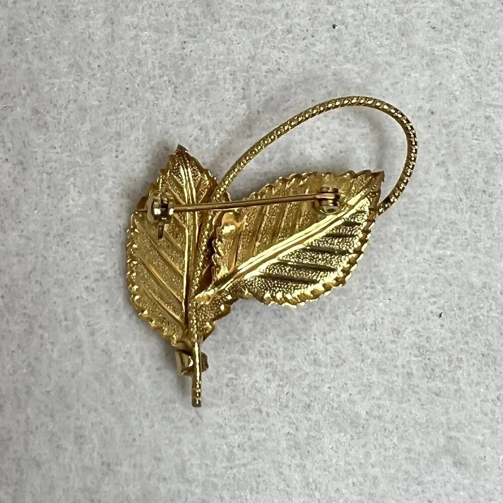 Vintage Gold Lead Flower Brooch Pin